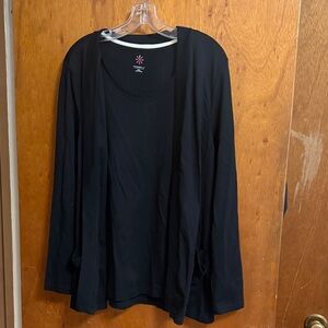 Issac Mizrahi LIVE essentials Black Open-Front Layered Top